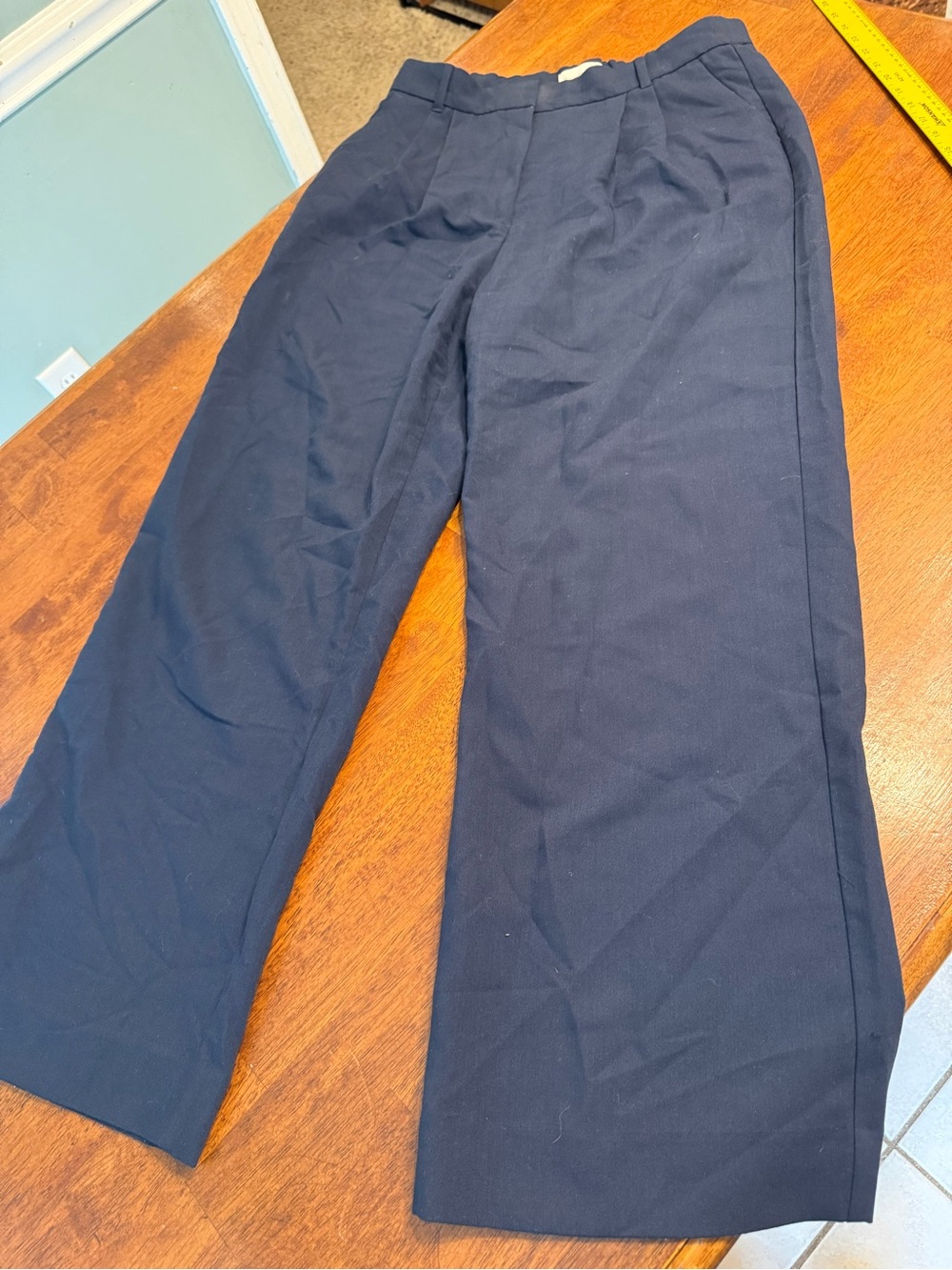 Abercrombie & Fitch High Rise Sloane Wide Leg Tailored Pants Navy Pleated 31/12